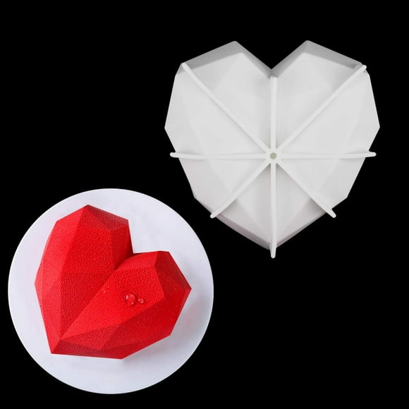 Diamond Heart Mousse Cake Mold Large Heart Diamond Chocolate Cake Mold Geometric Baking Mold Silicone Cupcake Mold for Mousses Chocolate Brownie Ice Cream Making