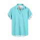 thumbnail image 4 of Blusa y camisa de manga corta con cuello vuelto y botones para hombre, estilo cárdigan vertical de manga corta con cuello vuelto y bolsillo, blusa de poliéster para hombre, 4 of 5