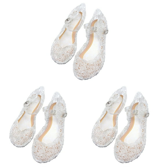 Masteelf 3 Pairs Baby Girl Sandals High Heel Jelly Shoes for Little Girls - Size 28 White