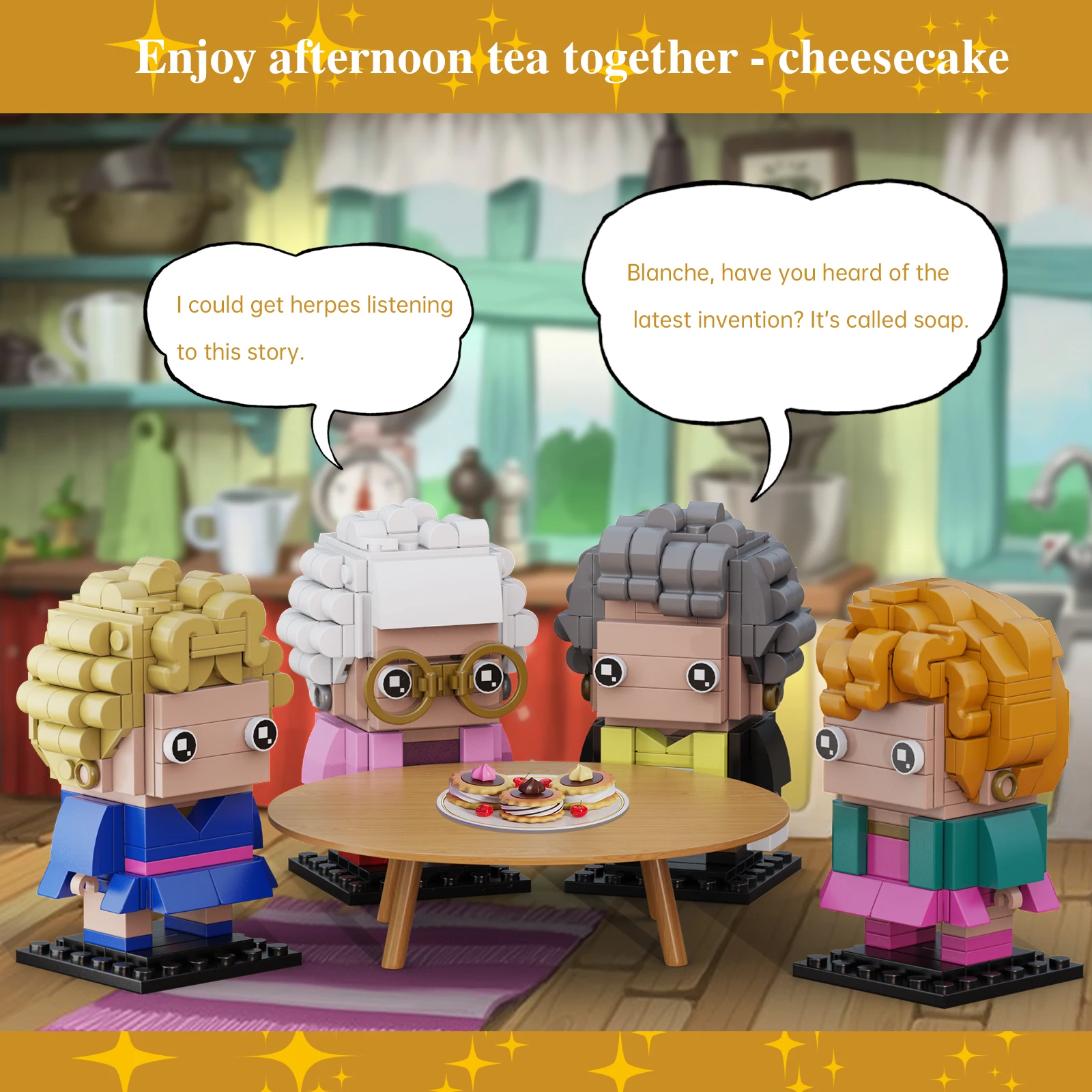 4in1 Goldened Movie Girl Figures Building Block Set with Dorothy Zbornak,Rose Nylund,Ideas BrickHeadZ Toys for Boys and Girls Gifts