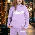thumbnail image 2 of lnmuld Winter Outfits 2 Piece Children CuHK Long Sleeve City Place Name Hoodie and Pants Casual Outfit Set for Girls Solid Color Size:8-9 Years, 2 of 4