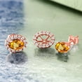 thumbnail image 3 of Gem Stone King 18K Rose Gold Plated Silver Yellow Sapphire Stud Earrings with Removable Jackets for Women (1.59 Cttw, Gemstone September Birthstone, Oval 6X4MM), 3 of 3