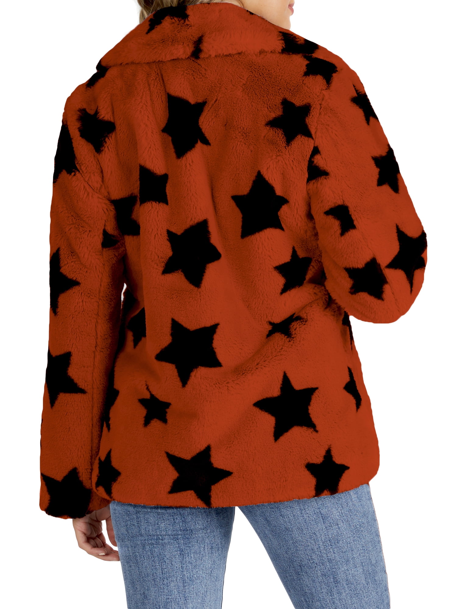 NVLT Women's Star Faux Fur Coat