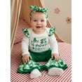 thumbnail image 4 of Loicainy Baby Toddler Girls Irish Outfits 3 6 9 12 18 Months Long Sleeve Ruffle Romper + Flare Pants + Headband Newborn Spring Clothes Set, 4 of 9
