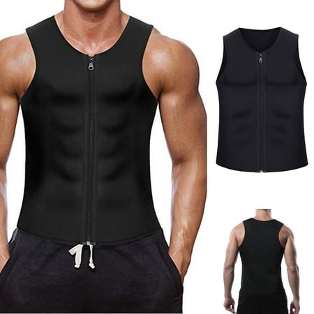 

Men Waist Trainer Vest Neoprene Body Zipper Shirt Tank Shaper Top WorkoutBlack-XL