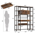 thumbnail image 3 of 6 Tier Bookcase with Writing Desk, LED Light Computer Desk with Hutch and Bookshelf, Storage Cabinet with Door, Storage Drawer, Brown, 3 of 10