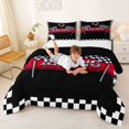 thumbnail image 3 of Catabedysis Personalized Letter Gifts Full Size Comforter Sets For Boys,Racing Print Alphabet Q Bedding Comforter Set,Black Reversible,3 Pieces,1 Comforter and 2 Pillowcases, 3 of 7