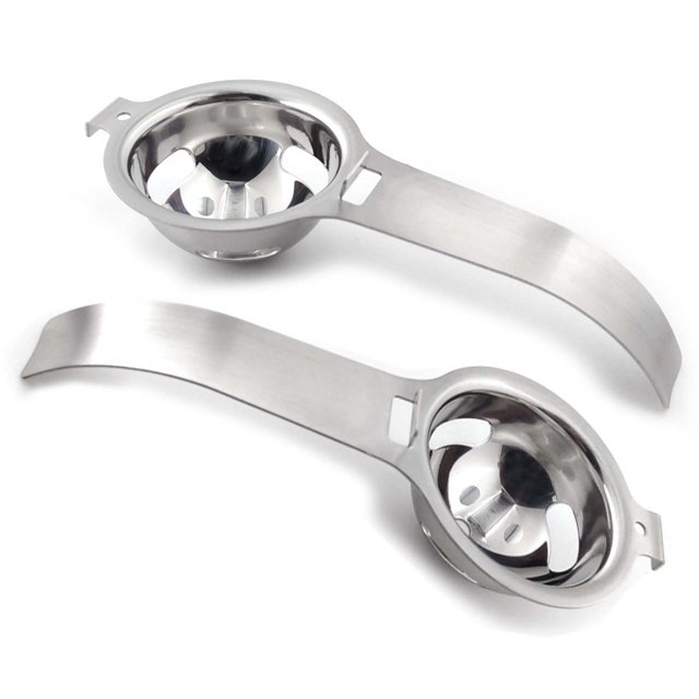 Separador de huevos de acero inoxidable, paquete de 2, utensilio de cocina premium para cocinar y hornear con precisión, yema de huevo y filtro de calidad alimentaria