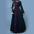 thumbnail image 1 of EQWLJWE Robe de Sorcière d'Halloween pour Femme à Capuche à Manches Longues Gothique de Cour à Manches Longues à Encolure Carrée Robe à Lacets, 1 of 8