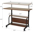 thumbnail image 3 of Portable Rolling Desk on Wheels Small Standing Desk Adjustable Height Desks with Wheels for Small Spaces, 32" Computer Desk with Storage Shelves for Home Office Study Brown, 3 of 14