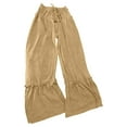 thumbnail image 5 of FUNUONY Women's Wide Leg Pants Flowy Pants for Women Casual Palazzo Trousers Loose Fit High Waisted Drawstring with Pocket Women's Elastic High Waist Wide Leg Beach Loose Pants Khaki S, 5 of 5
