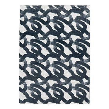 Linon Motif Printed Faux Rabbit Sketch Polyester 3'x5' Accent Rug in Black