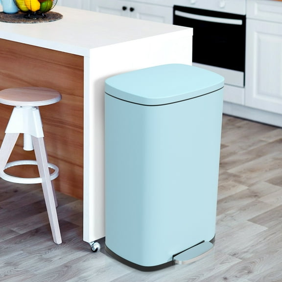 CL.HPAHKL 13 Gallon (50L)Trash Can ,Kitchen Trash Can, Stainless Steel with Lid, Foot Pedal and Inner Bucket, Fingerprint-Resistant Soft Close Lid Garbage Can, Pedal Rubbish Bin for Home Office