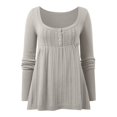 thumbnail image 6 of CAIXIA Sweaters For Women Semi Open Front Flared Hem Long Sleeve Pullover Tops Soft Basic Clothes Layering Shirts Work Outfits Fall Winter Clothes,GY2, 6 of 7