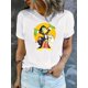 thumbnail image 3 of Creative Cartoon Graphic Casual Women's T-Shirt, Cotton Knit Fabric Blend, Comfort Fit Crew Neck Tee for All Seasons with High Stretch, Classic Animated Characters Print, 3 of 7