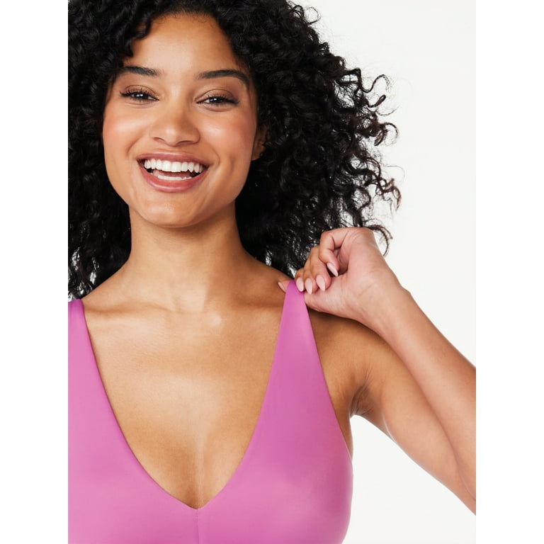Joyspun Women's Unlined Soft Brushed Plunge Bralette, Sizes to 3XL
