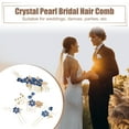 thumbnail image 4 of Unique Bargains 4 Pcs Rhinestone Hair Comb Hair Piece for Bride Wedding Flower Side Comb Headpiece Deep Blue, 4 of 7
