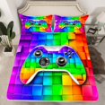thumbnail image 2 of Erosebridal Boys Gamepad Sheet Set Queen, Rainbow Square Bedding Sets Queen Size, Geometric Decor, 4pcs, 2 of 7