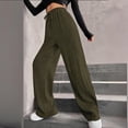thumbnail image 4 of Womens Ribbed Knit Lounge Pants High Waist Casual Elastic Loose Wide Leg Pants 2025 Winter Comfy Jogger Trousers, 4 of 8