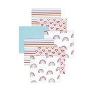 Little Treasure Hudson Baby Boys Cotton Poly Flannel Receiving Blankets 7-Pack, Pink Modern Rainbow, 30x30 inches