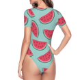thumbnail image 4 of Naloa Watermelon Women's Short-Sleeved Onesie, One-Piece Swimsuit for Parties, dates, clubs - Large, 4 of 9