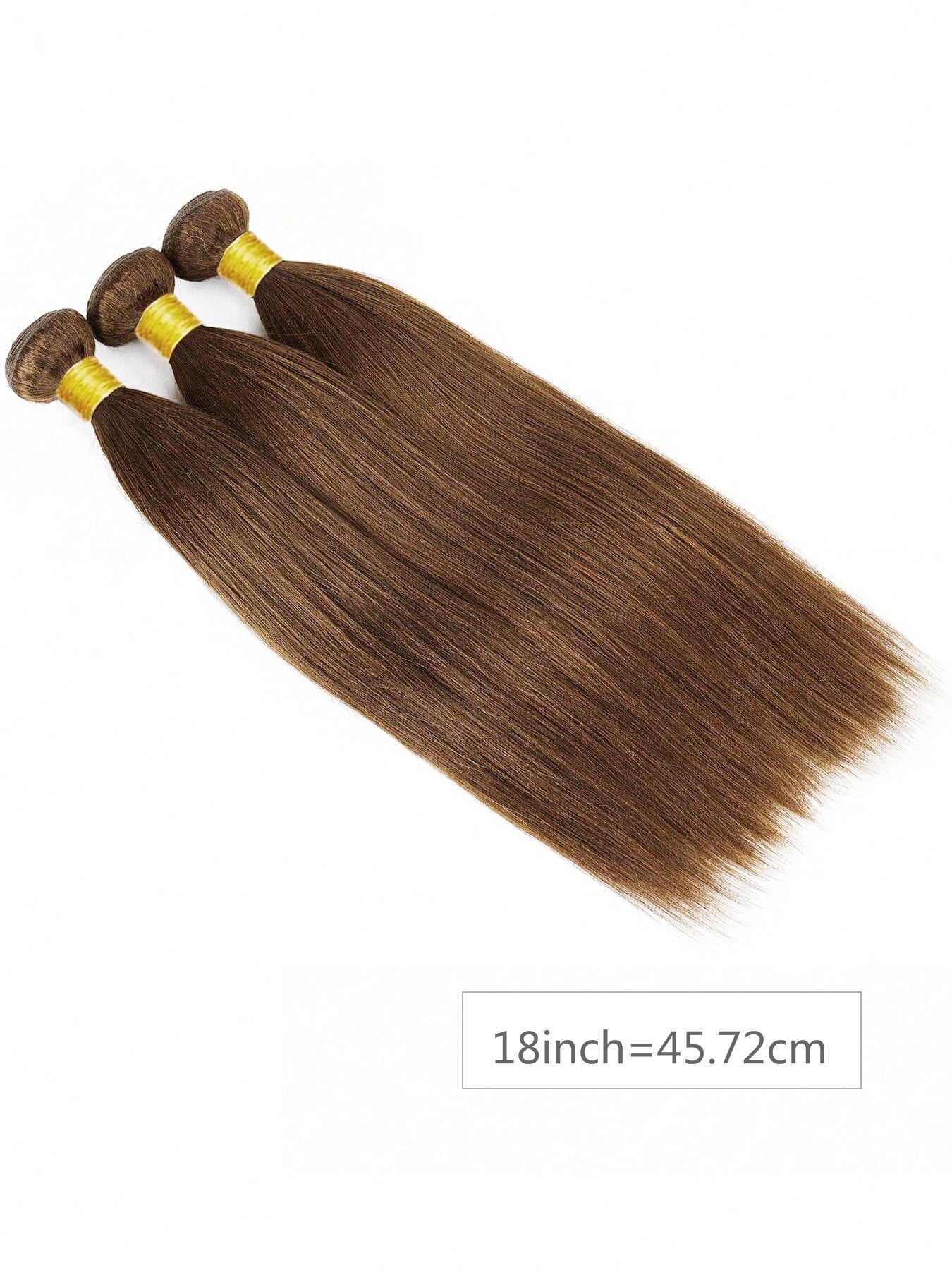 ChicRosa Light Yaki Straight 4# Brown Human Hair Bundles, 3 Pieces