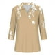 thumbnail image 4 of Camiseta de Solapa de Cuello en V de la Manga Superior de 3/4 de las Mujeres, Uso Diario Cómodo Casual, 4 of 5