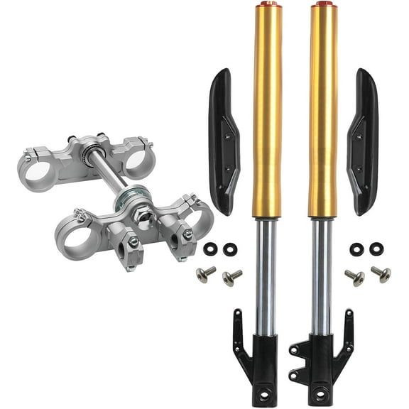 Upside Down 45mm/48mm Front Shocks Hydraulic Forks 630mm with Triple Tree Handlebar Riser Clamp for Dirt Pit Bike Motocross