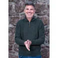 thumbnail image 2 of Irish Men's Aran Merino Wool Sweater 1/2 Zipper Jumper by Original Aran Company, 2 of 4