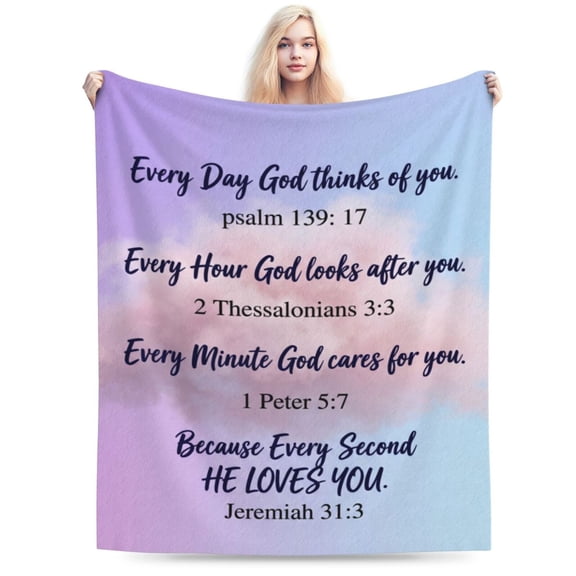 Bible Verse Blanket with Inspirational Thoughts and Prayers- Religious Throw Blanket Soft Cozy Plush Warm Blankets for Women Men Gift 50x40