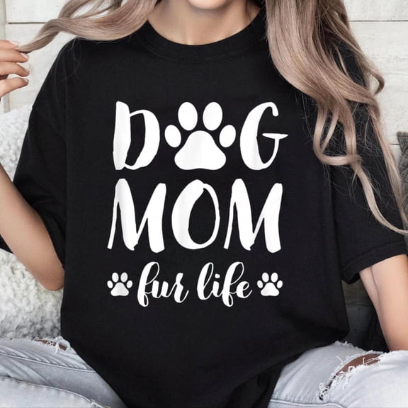 100% Cotton Unisex Dog Mom Fur Life Shirt for Women Wife Dogs T-Shirt