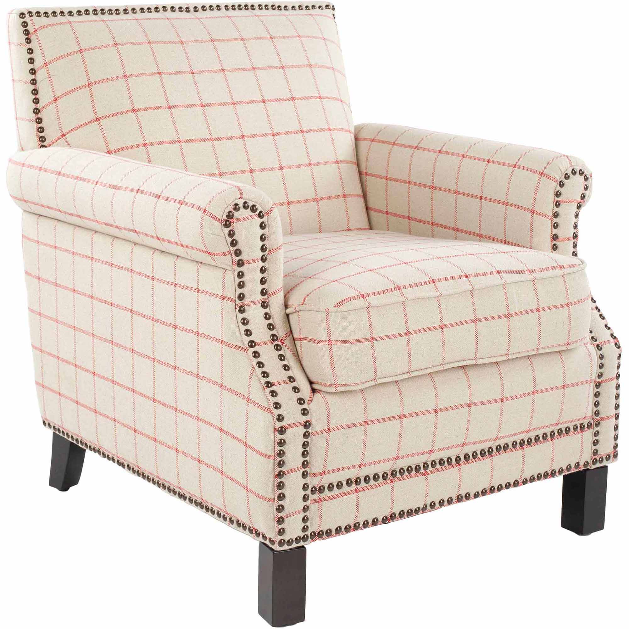 SAFAVIEH Easton Rustic Glam Upholstered Club Chair w/ Nailheads, Taupe/Orange - image 3 of 4