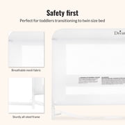 Dream On Me Lightweight Mesh Security Adjustable Bed Rail for Toddler in White, Fits for Twin, Full, Queen, Toddlers and Bunk Size Beds with a Mattress height less than 5 inches only.