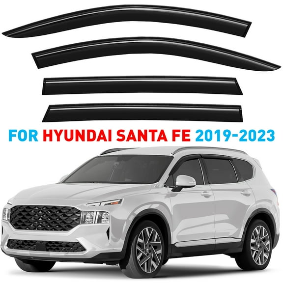 GrandWheel Co Window Deflectors Smoke Tinted Tape-On Side Window Vent Visor Deflectors Rain Guards Compatible with Hyundai Santa Fe 2019-2023 - 4 pcs. GW1001