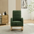 thumbnail image 4 of Rocking Chair for Nursery, High Back Glider Chair with Retractable Footrest, Side Pocket, Rubber Wood Rocking Accent Armchair for Living Room, Bedroom, Green, 4 of 9