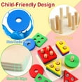 thumbnail image 2 of HLONK Wooden Sorting Stacking Montessori Toys  Shape Color Recognition Blocks Matching Puzzle  Fine Motor Skill Educational Preschool Learning Board Game Gift for Kids, 2 of 6