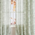 thumbnail image 4 of Decoultimatex Floral Green Sheer Window Curtain Panels for Living Room White Blossom Print on Flax Linen Blend Drapes, Rod Pocket,50"x63"x2, 4 of 8