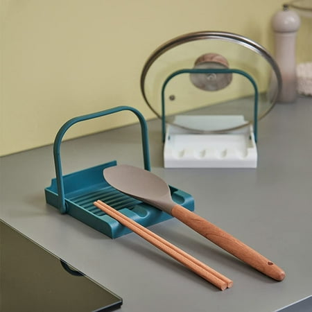 

2 Pieces Utensil Rest with Anti-Drip Pad Utensil Spatula Holder Kitchen Spoon Rest Spoon Rest and Spoon Holder BPA Free for Stove Spoons (with 2 Hooks)