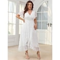 thumbnail image 3 of Vestido de novia SCOMCHIC de encaje con cuello en V, alto y bajo, XL-4XL, 3 of 7