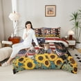 thumbnail image 4 of Homewish 3D Brown Horse Bedding Comforter Set, American Flag Print Twin Comforter Sets, Vibrant Rustic Sunflower Reversible Bedding Set, Microfiber Bedroom Decor, 2 Pieces, 4 of 8