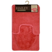 Kashi Home Hailey 3 Piece Bath Rug Set, Bath Mat, Contour Rug, Toilet Seat Lid Cover, Soft Pile, Water Absorbent Solid Color (Rose)