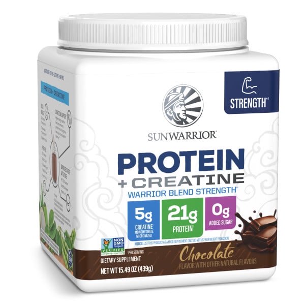 Warrior Blend Protein Powder with 5g Micronized Creatine Monohydrate | For Strength, Cognition, and Muscle-Building | Chocolate Flavor | 10 serve