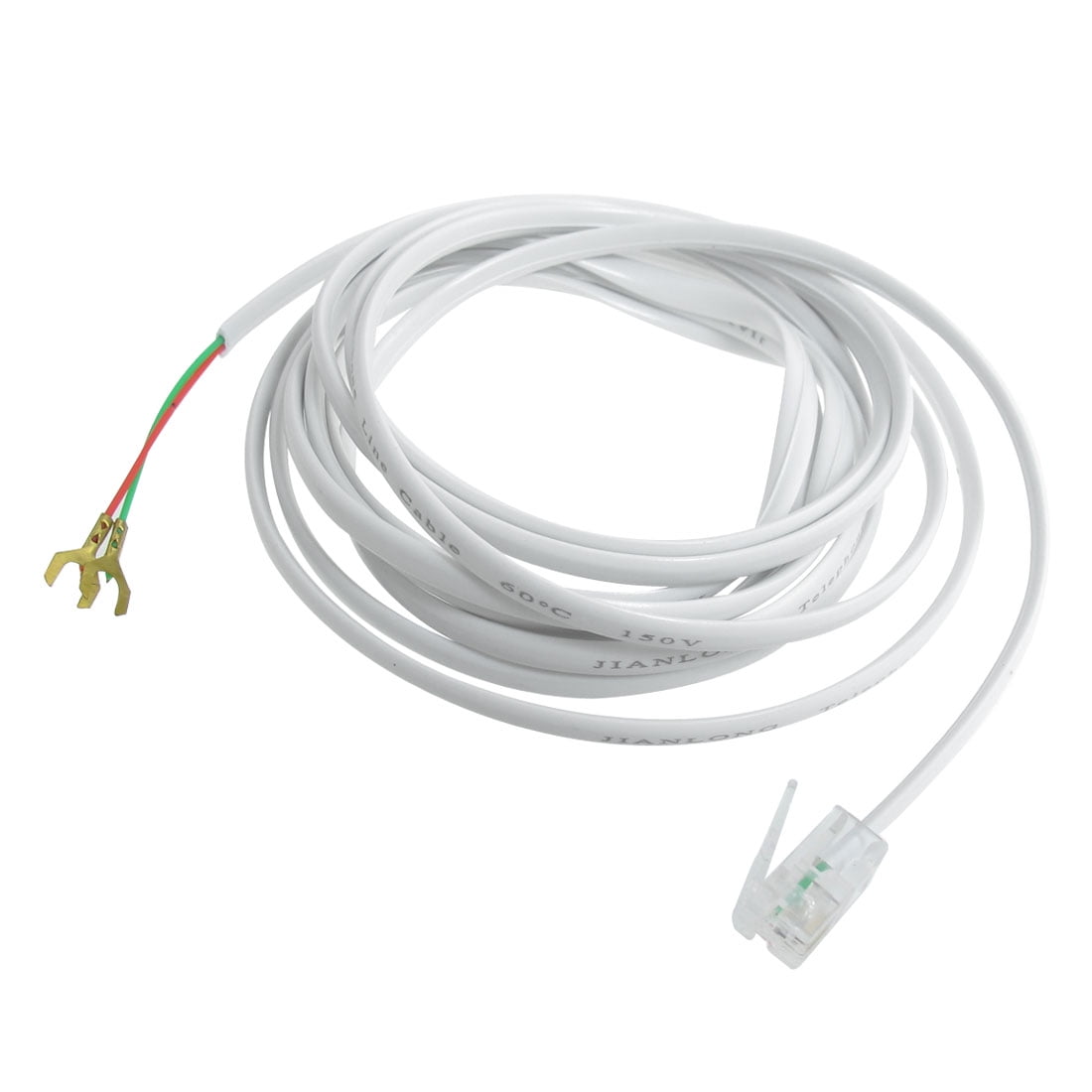 2M 6P2C RJ11 Plug Telephone Extension Cable Cord Connector White