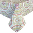 thumbnail image 4 of Newbridge 52 x 52 Inch Square Fabric Tablecloth, Coral and Green Circle Stitch, Indoor Outdoor No Iron Soil Resistant Dining Room, Party and Banquet Table Cover, Modern Boho Chic Print, 4 of 5