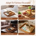 thumbnail image 6 of Grusce Rattan Tray with Mother of Pearl Inlay, 10.43 x 10.43 inch Handmade Wicker Fruit/Bread/Coffee Serving Basket, Decorative Wicker Basket for Party Picnic Table Kitchen Home Boho Decoration, 6 of 11