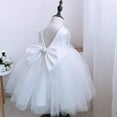 thumbnail image 6 of Graduation Dresses for Girls Flower Girl Dress Wedding Guest Beaded Tulle Satin Party Birthday Princess Pageant Gown Kids Tea Length White Dress for Girls Size 7-8, 6 of 8