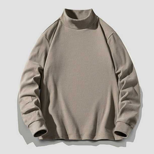 pstuiky camisa de manga larga para hombre, Camisa informal de manga larga con cuello alto y color liso para hombre, blusas de manga larga con cuello redondo, camisetas y tops camisetas de hombre xxl