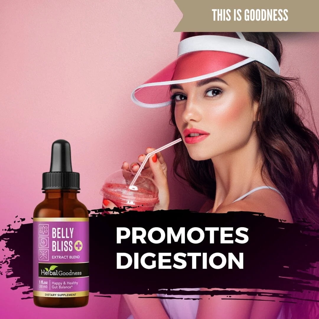 Belly Bliss - Digestive Advantage Probiotic, Gut Health, Gloat Relief Supplement, Lemon Balm - 1fl. oz - Herbal Goodness