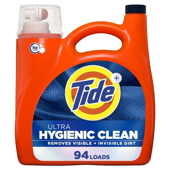 Tide Ultra Hygienic Clean Liquid Laundry Detergent, Original Scent, 132 fl oz, 94 Loads