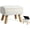 Cream, variant on Storage Ottoman, Small Storage Ottoman Foot Stool with Wood Legs, Teddy Velvet Rectangular Foot Rest for Chair, Soft Sponge White Footstool for Living Room, Couch, Bedroom, Dorm (Grizzly)